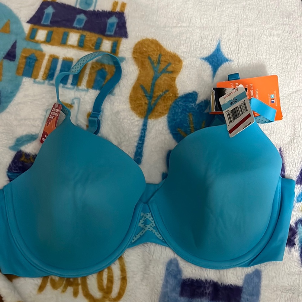 Warners Full Coverage Underwire Bra 36C Aqua Blue